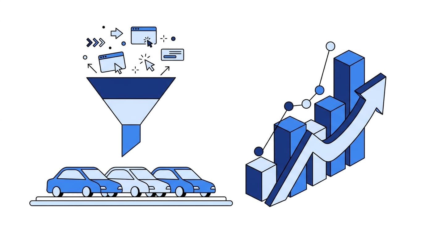 A global automotive manufacturer and dealer network illustration