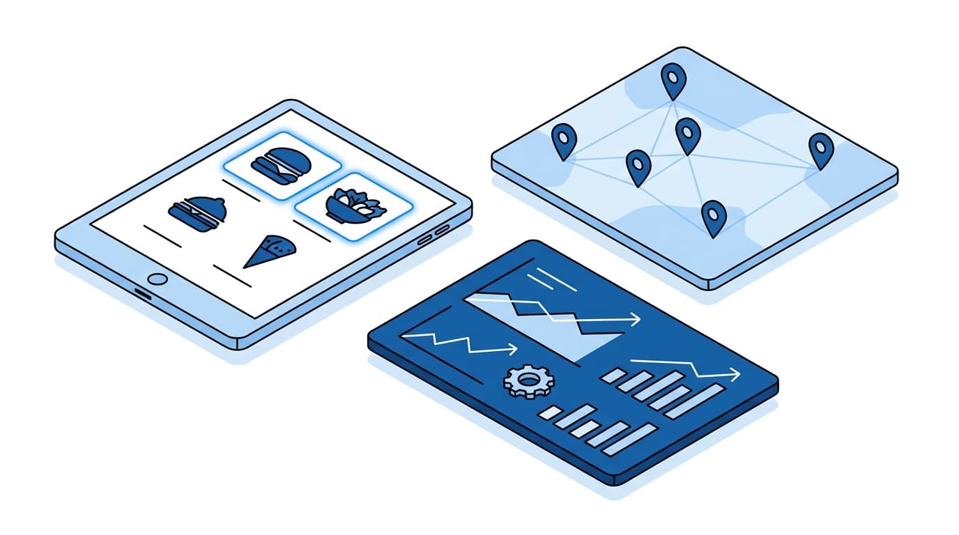 A multi-location restaurant chain illustration